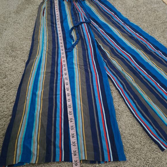 Anthropologie Striped Blue Palazzo Pants Size S Wide Leg Boho Resort Cottagecore - Picture 4 of 10